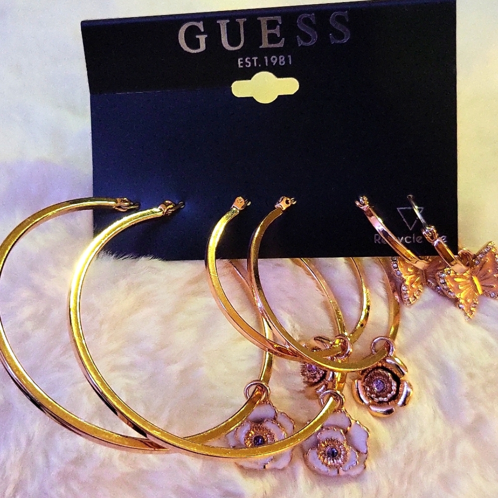 Set of three beautiful hoop earrings